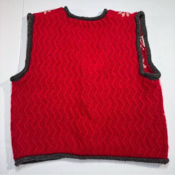 Limited Sweater Womens Medium Shetland Wool Vest Nordic Skiing Hand Knit V Neck - Picture 4 of 5